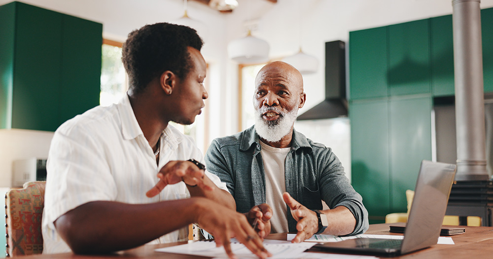 A couple reviewing plans together at home