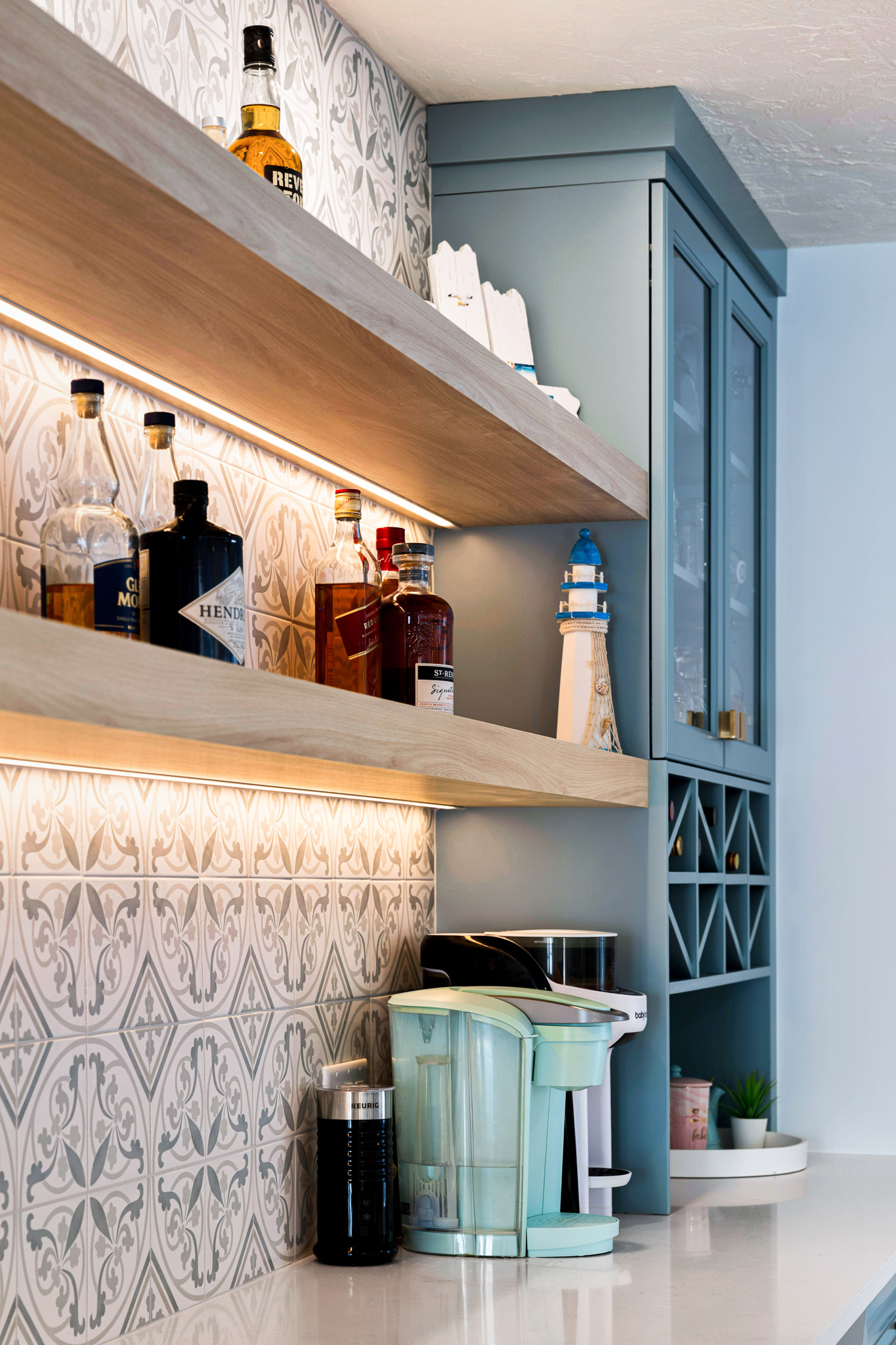 Built-in coffee station in a custom kitchen
