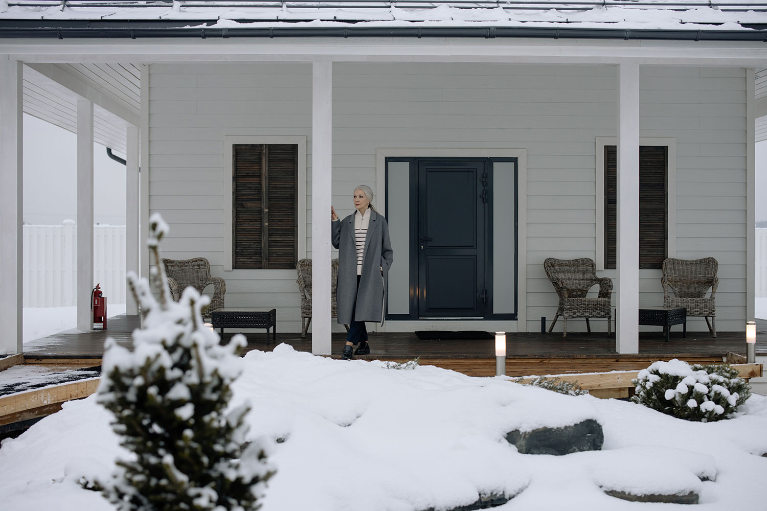 A family gathered outside a home